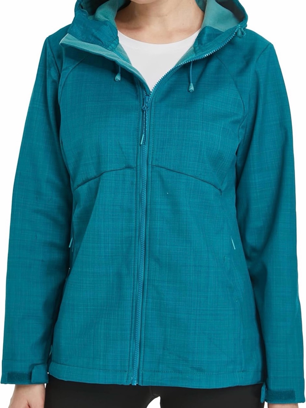 Women’s Teal Hooded Ski Jacket with Full Zip